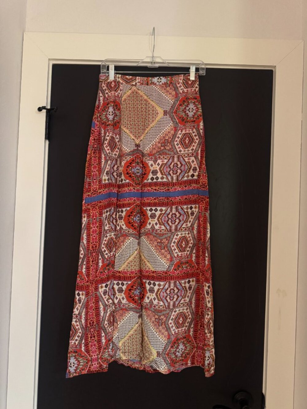 Sugar Lips Boho Geometric Print Maxi Skirt High Side Slit